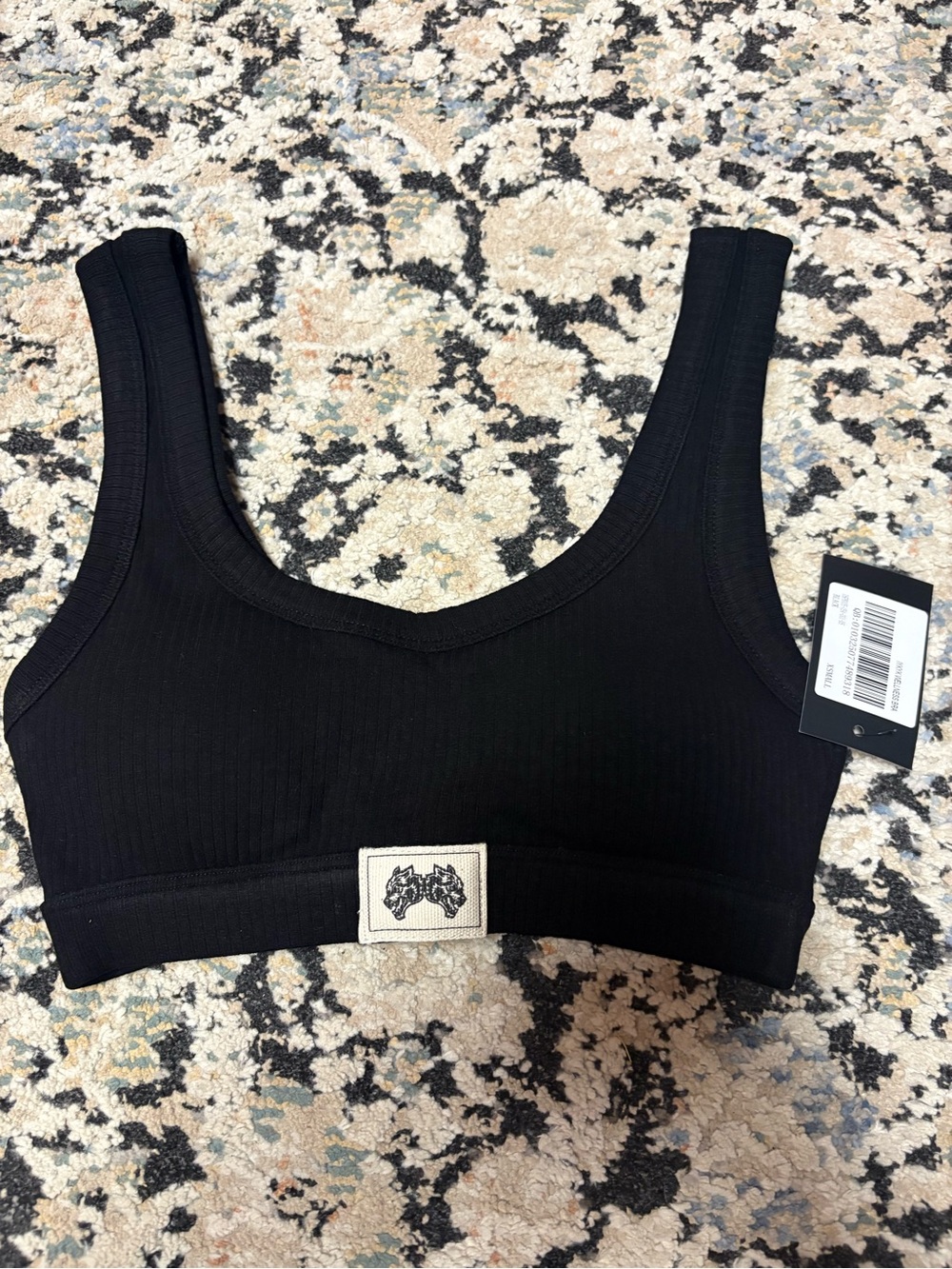 SHE Darc Black Ribbed Scoop-Neck Bralette - Size XS